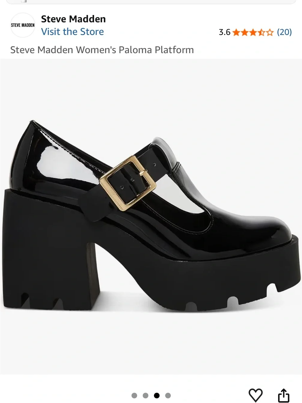 Steve Madden “Paloma” Black Patent Platform Mary Jane with Buckle